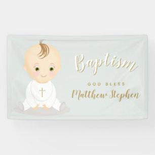 Baptism Baby Boy Banner