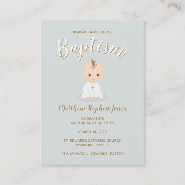 Baptism Baby Boy Business Card (Front)
