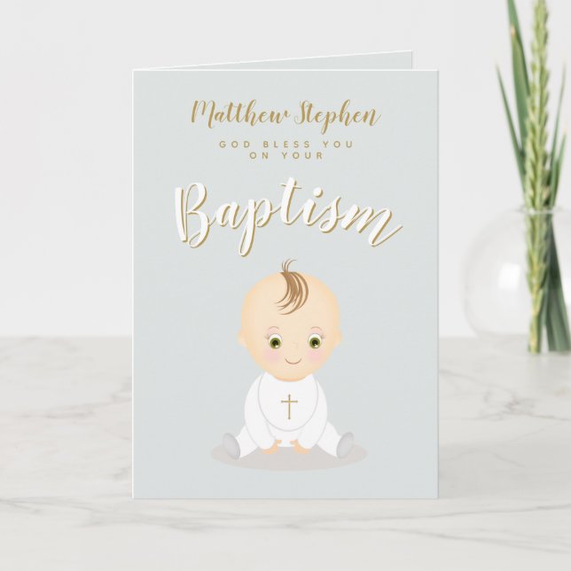 Baptism Baby Boy Card (Front)