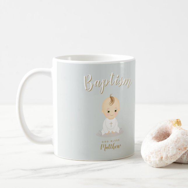 Baptism Baby Boy Coffee Mug (With Donut)