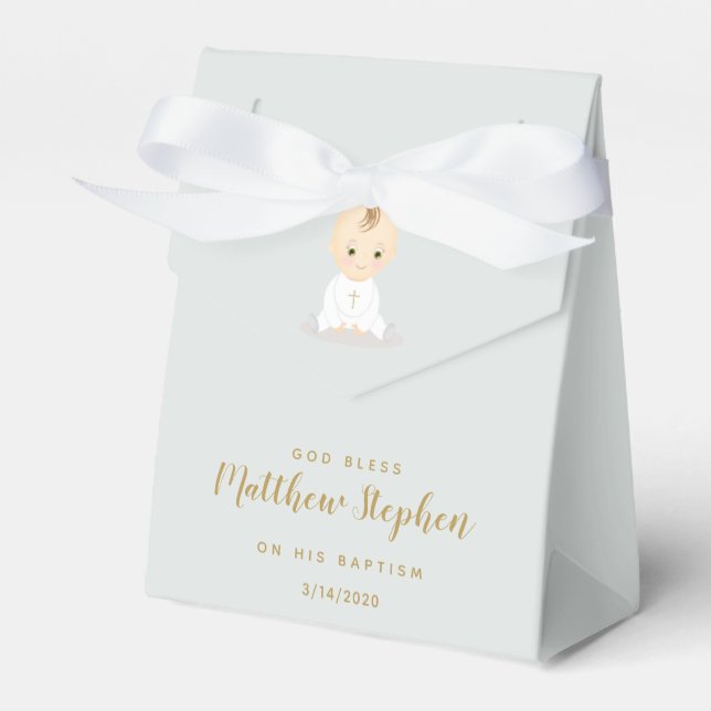 Baptism Baby Boy Favour Box (Front Side)