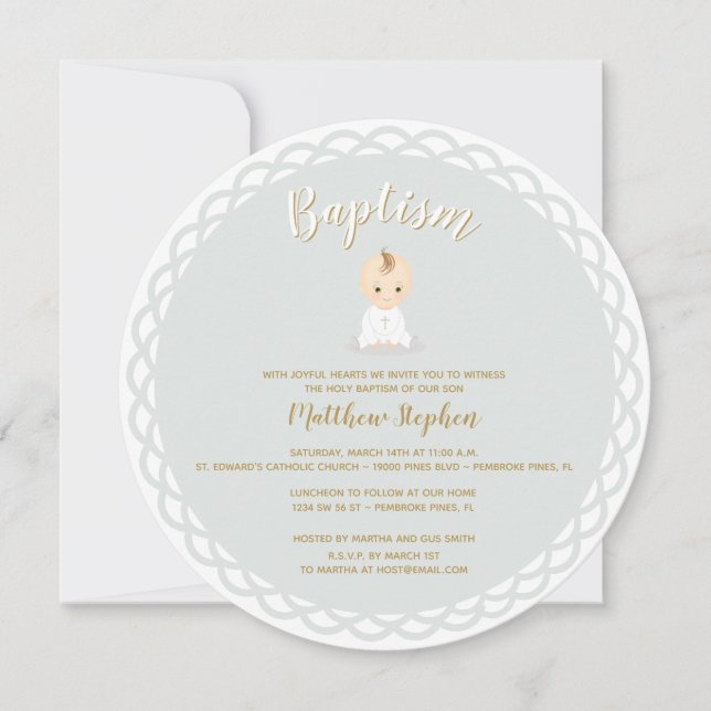 Baptism Baby Boy Invitation (Front)