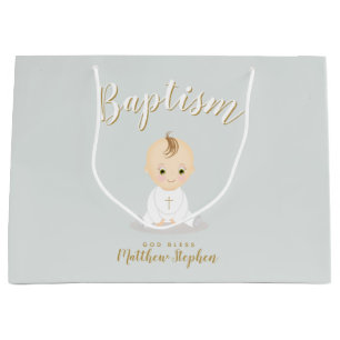 Baptism Baby Boy Large Gift Bag