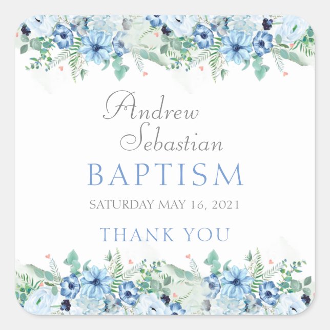 Baptism Baby Boy Stickers Labels (Front)