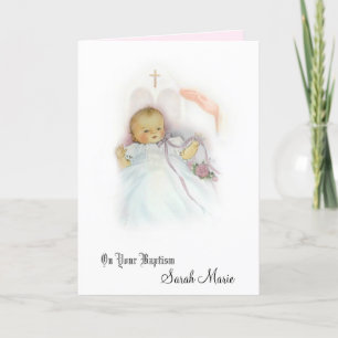 Baptism Baby Girl Christening Blessing Card