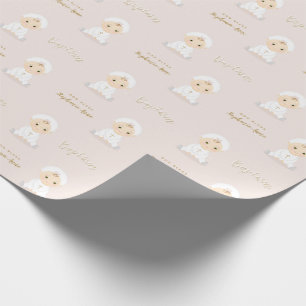 Baptism Baby Girl with Bonnet Wrapping Paper