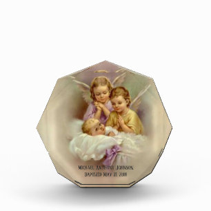 Baptism Baby Infant  Praying Angels Photo Block