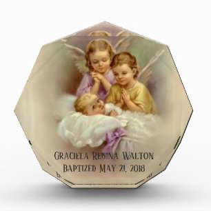 Baptism Baby Infant  Praying Angels Photo Block
