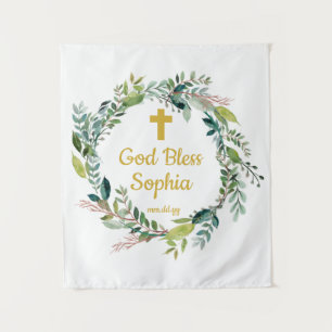 Baptism Backdrop Decorations Girl Boy God Bless Tapestry