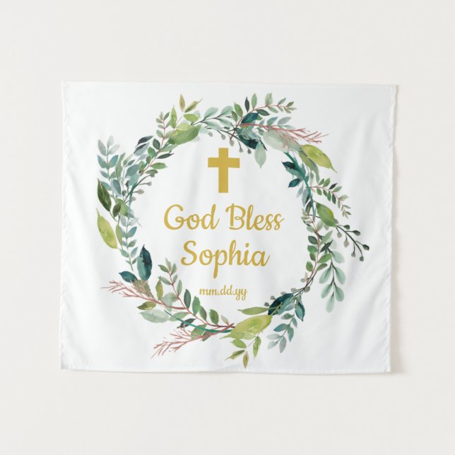 Baptism Backdrop Decorations Girl Boy God Bless Tapestry (Front (Horizontal))