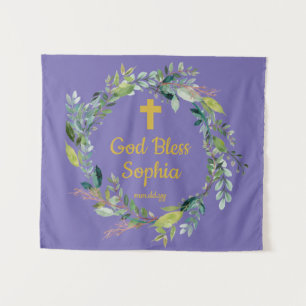 Baptism Backdrop Party Decorations for Photos Gold Tapestry