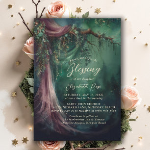 Baptism Blessing Enchanted Garden Fairytale Draped Invitation
