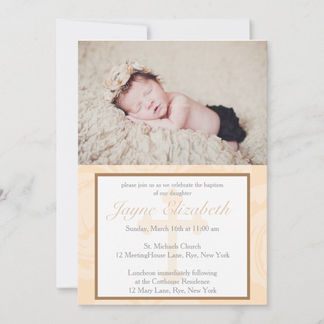 Baptism Blessings Christening Invitation - Pink (Front)