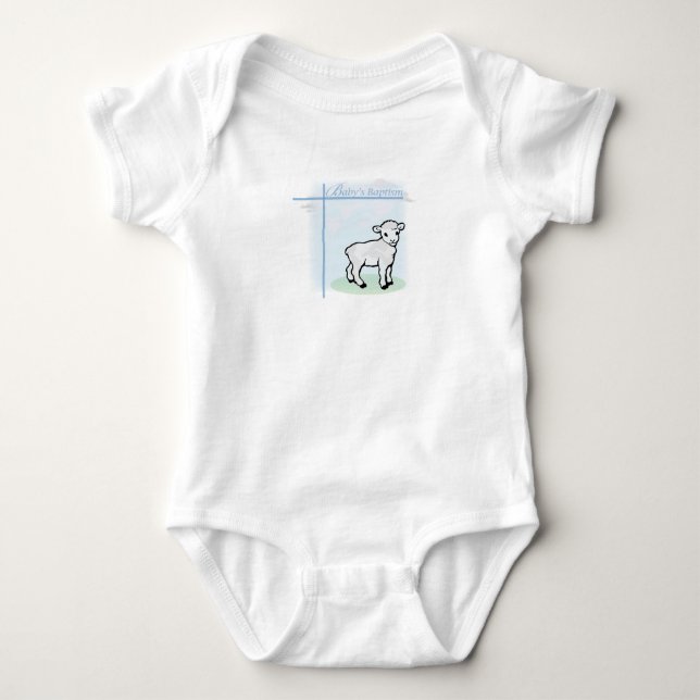 Baptism Blue Boy Lamb, Customisable Baby Bodysuit (Front)