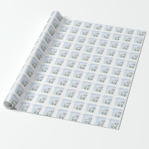 Baptism Blue Boy Lamb, Customisable Wrapping Paper
