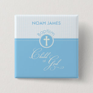 Baptism Blue Child of God, Customisable 15 Cm Square Badge