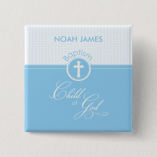 Baptism Blue Child of God, Customisable 15 Cm Square Badge (Front)