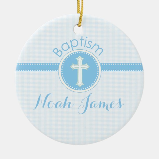Baptism Blue Child of God, Customisable Ceramic Tree Decoration (Front)