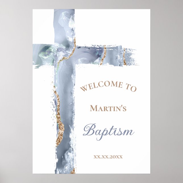 Baptism | blue cross welcome sign (Front)