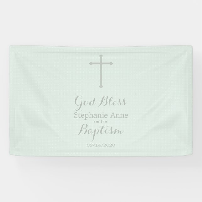 Baptism Blue Opal Delicate Floral Lace Banner (Horizontal)
