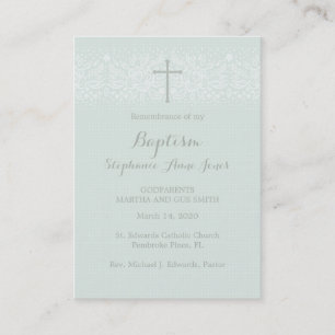 Baptism Blue Opal Delicate Floral Lace Business Card