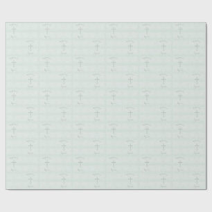 Baptism Blue Opal Delicate Floral Lace Wrapping Paper