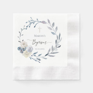 Baptism blue wreath Paper Napkin