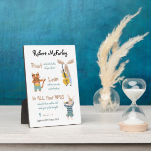 Baptism Boy Cute Musical Animals With Bible Verse  Plaque