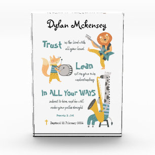 Baptism Boy Funny Musical Animals And Bible Verse Photo Block