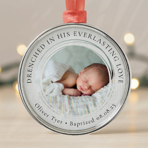 Baptism Boy Girl Photo Keepsake  Metal Tree Decoration