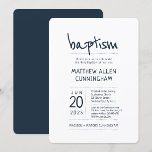 Baptism Boy   Modern + Simple Invitation
