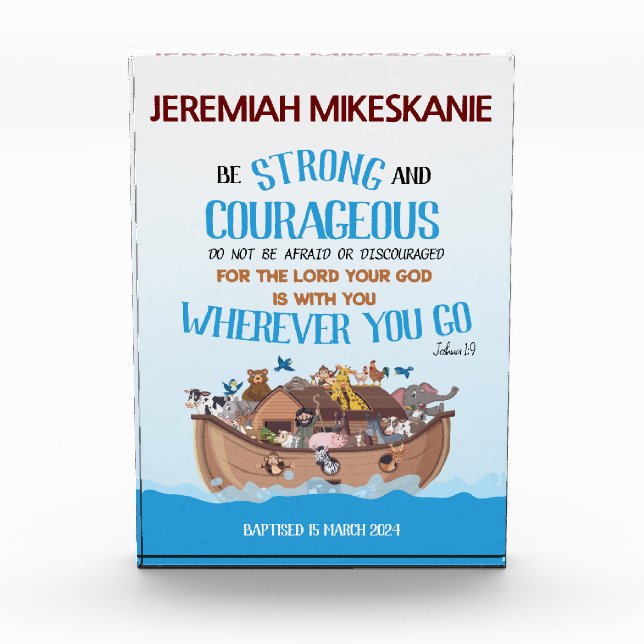 Baptism Boy Noah’s Ark Theme Photo Block (Front)