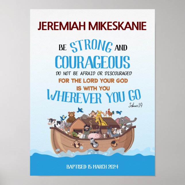 Baptism Boy Noah’s Ark Theme Poster (Front)