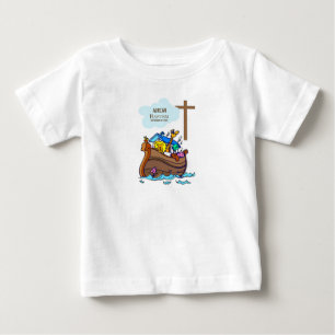 Baptism Boy Noah's Ark, Cute Animals Personalised Baby T-Shirt