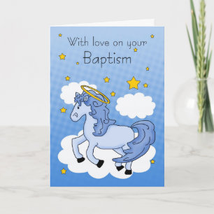 Baptism Card With Blue Horse