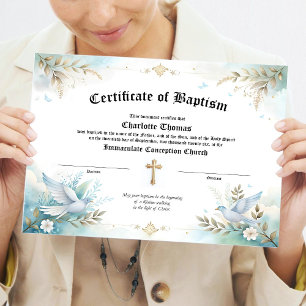 Baptism Certificate Religious Keepsake Poster