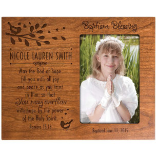 Baptism Cherry Photo Frame: Romans 15:13