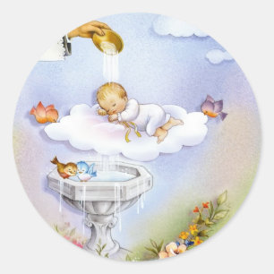 Baptism christening baby classic round sticker