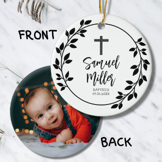 Baptism Christening Black Leaves Ceramic Tree Decoration