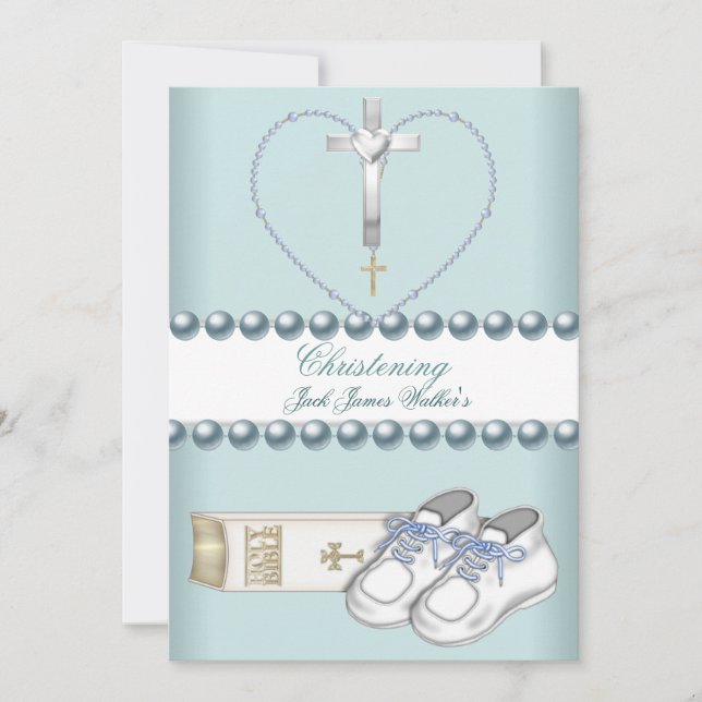 Baptism Christening Boy Pink White Blue (Front)