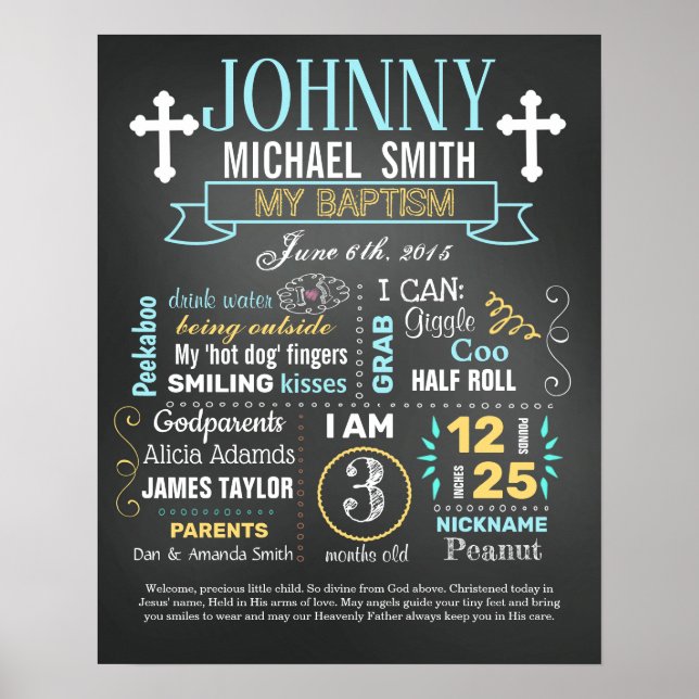 Baptism Christening Chalkboard sign (Front)