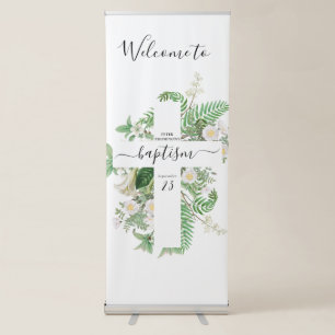Baptism Christening Cross Greenery Welcome Sign
