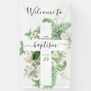 Baptism Christening Cross Greenery Welcome Sign