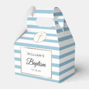 Baptism Christening Cute Blue Stripe Favour Box