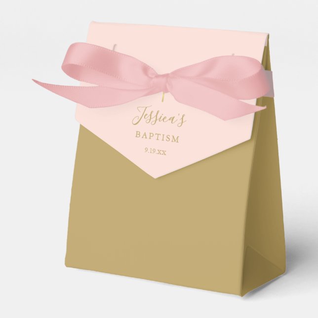 Baptism Christening Elegant Blush Pink Favour Box (Front Side)