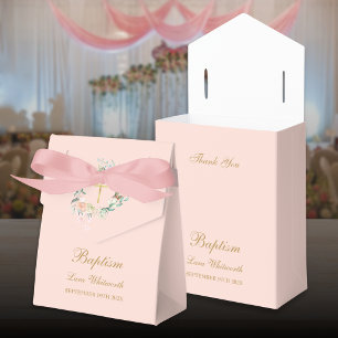 Baptism Christening Floral Garland Blush Pink Favour Box