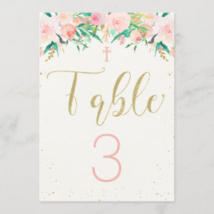 Baptism Christening Floral Table Card