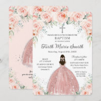 Baptism Christening Girl Blush Floral Roses Silver
