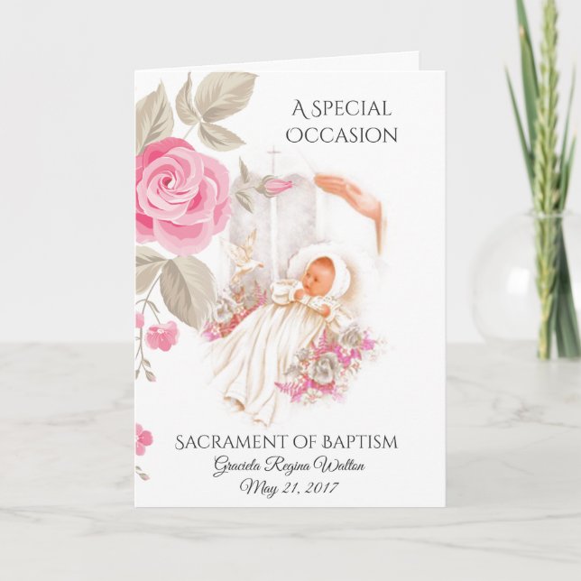 Baptism Christening Girl Christian  Invitation (Front)
