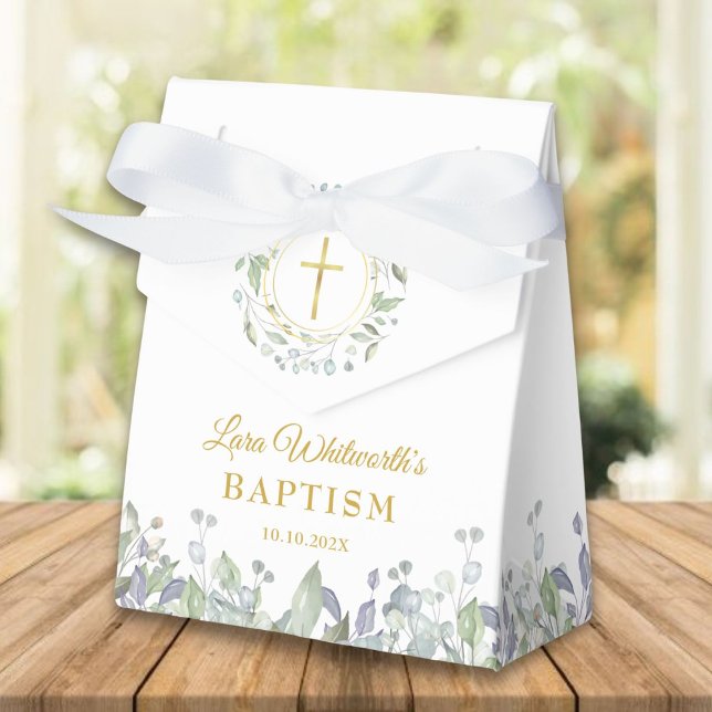 Baptism Christening Greenery Foliage Favour Box (Creator Uploaded)
